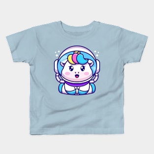 Cute baby unicorn wearing an astronaut suit, cartoon character Kids T-Shirt